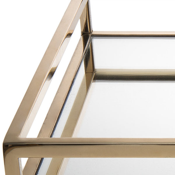 Homeroots 14" Gold Square Metal Serving Tray   517548