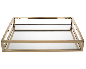 Homeroots 14" Gold Square Metal Serving Tray   517548