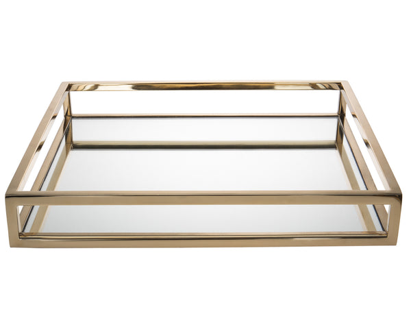 Homeroots 14" Gold Square Metal Serving Tray   517548