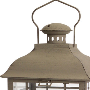 Homeroots Set Of Three Brown Glass And Metal Geometric Floor Lantern Candle Holders   517558