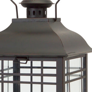 Homeroots Set Of Three Black Glass And Metal Geometric Floor Lantern Candle Holders   517567