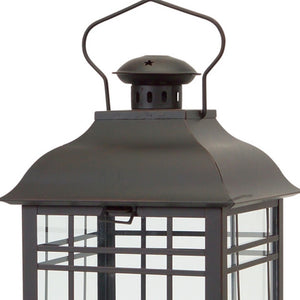 Homeroots Set Of Three Black Glass And Metal Geometric Floor Lantern Candle Holders   517567