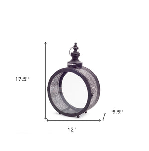 Homeroots 18" Black Metal Ornate Centerpiece Lantern Candle Holder   517585