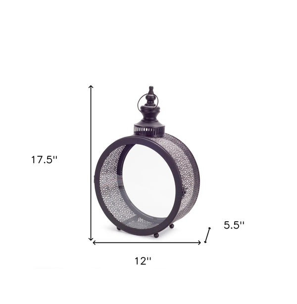 Homeroots 18" Black Metal Ornate Centerpiece Lantern Candle Holder   517585