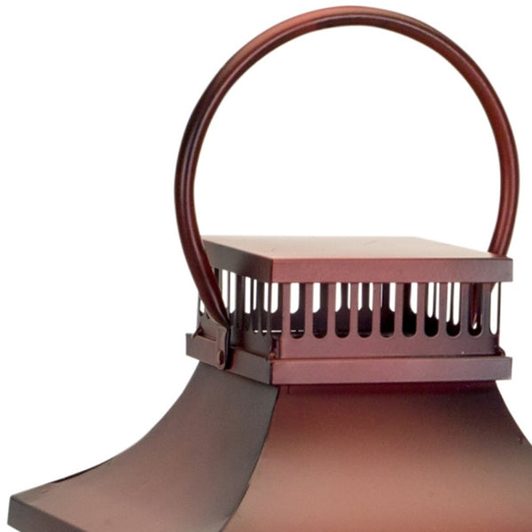 Homeroots Set Of Two Red Glass And Metal Geometric Floor Lantern Candle Holders   517588