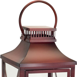 Homeroots Set Of Two Red Glass And Metal Geometric Floor Lantern Candle Holders   517588