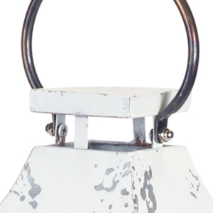 Homeroots Set Of Two White Glass And Metal Lattice Floor Lantern Candle Holders   517593