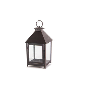 Homeroots Set Of Two Black Iron And Glass Geometric Floor Lantern Candle Holders   517596