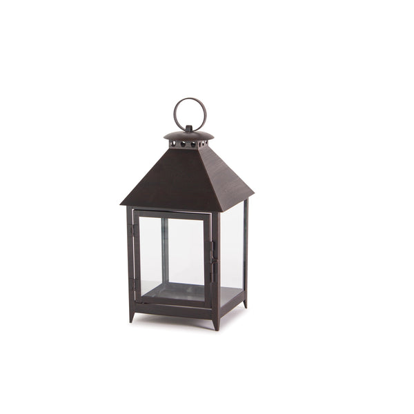 Homeroots Set Of Two Black Iron And Glass Geometric Floor Lantern Candle Holders   517596