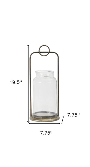 Homeroots Set Of Two Bronze Metal And Glass Tabletop Hurricane Candle Holders   517597