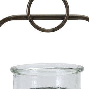 Homeroots Set Of Two Bronze Glass And Metal Tabletop Hurricane Candle Holders   517598