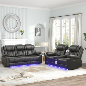 English Elm Challenger Modern 3Pc Power Reclining Sofa Set With Bluetooth Speakers, Usb Ports & Led Lighting B009S01518