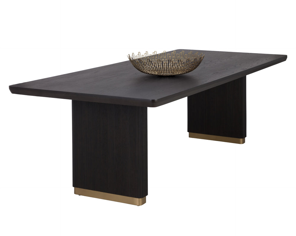 Sunpan Kalla Dining Table - Elegant Oak Design with Brushed Gold Accents for Contemporary Dining Spaces Rectangular - 96W x 44D x 30.25H