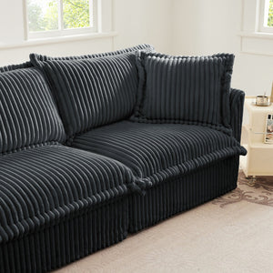 English Elm Modern Slipcovered 2-Seat Sofa Couch In Gray Corduroy – Stylish, Comfy, Easy-Care Design For Small Spaces W3041S00215