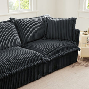 English Elm Slip-covered Deep Seat Armchair Soft Grey Corduroy with Oversized Pillows for Living Room W3041P292344