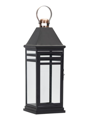 Homeroots Set Of Two Black And Gold Glass And Metal Floor Lantern Candle Holders   517601