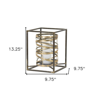 Homeroots 13" Black Flameless Floor Hurricane Candle Holder   517608