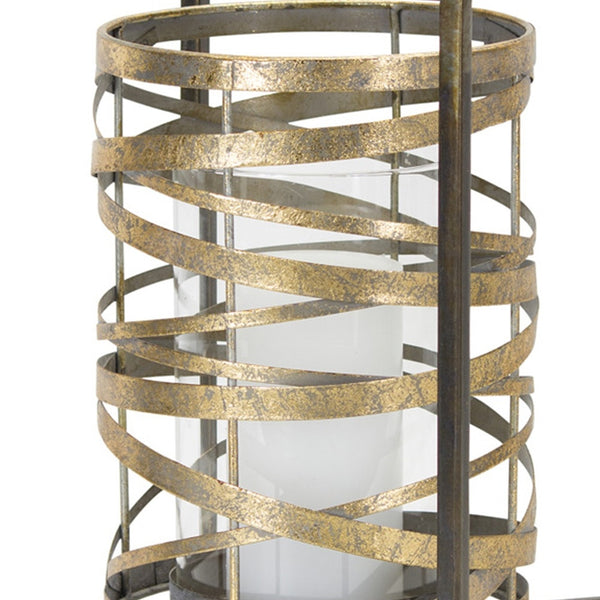 Homeroots 13" Black Flameless Floor Hurricane Candle Holder   517608