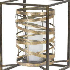 Homeroots 13" Black Flameless Floor Hurricane Candle Holder   517608