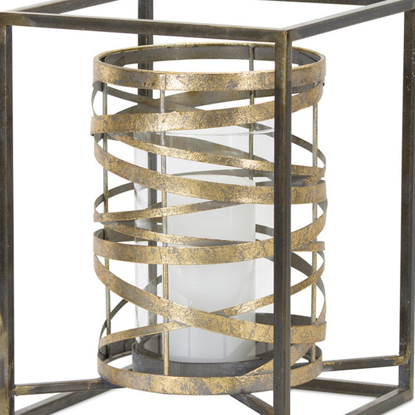 Homeroots 13" Black Flameless Floor Hurricane Candle Holder   517608