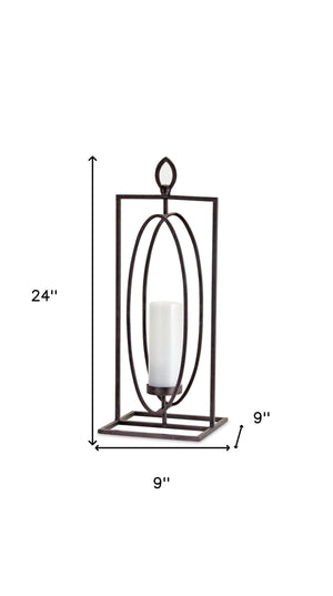 Homeroots Set Of Two Black Iron Ornate Tabletop Hurricane Candle Holders   517610