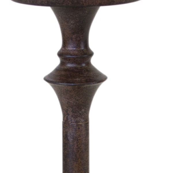 Homeroots Set Of Three Brown Rustic Resin Tabletop Pillar Candle Holders   517622