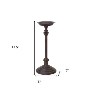 Homeroots Set Of Three Brown Rustic Resin Tabletop Pillar Candle Holders   517622