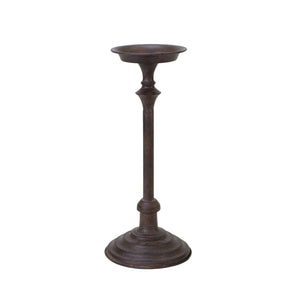 Homeroots Set Of Three Brown Rustic Resin Tabletop Pillar Candle Holders   517622