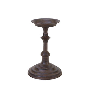Homeroots Set Of Three Brown Rustic Resin Tabletop Pillar Candle Holders   517622