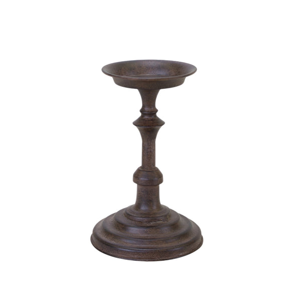 Homeroots Set Of Three Brown Rustic Resin Tabletop Pillar Candle Holders   517622