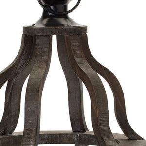 Homeroots 23" Black Wood And Glass Geometric Lantern Candle Holder – Stylish Centerpiece For Any Occasion   517629