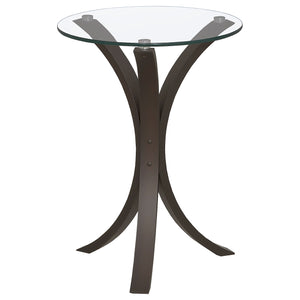 English Elm Helena Cappuccino Round Glass Top Accent Side Table — Warm Espresso Finish, Sturdy Wood Frame, Modern Design B062P328693