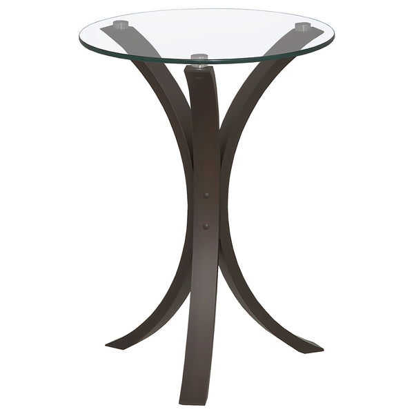 English Elm Helena Cappuccino Round Glass Top Accent Side Table — Warm Espresso Finish, Sturdy Wood Frame, Modern Design B062P328693
