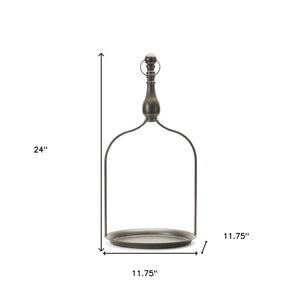 Homeroots 24" Brown Metal Tabletop Dish Candle Holder   517641