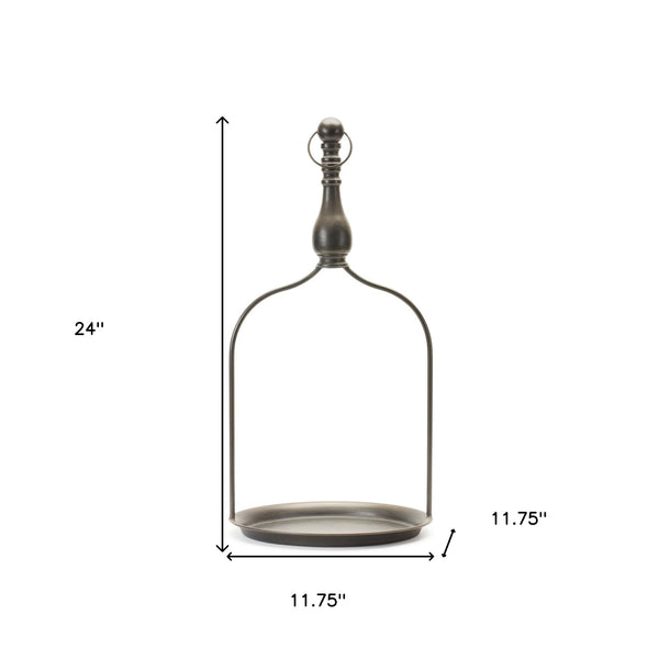 Homeroots 24" Brown Metal Tabletop Dish Candle Holder   517641