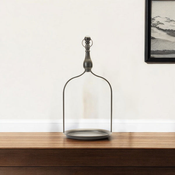 Homeroots 24" Brown Metal Tabletop Dish Candle Holder   517641