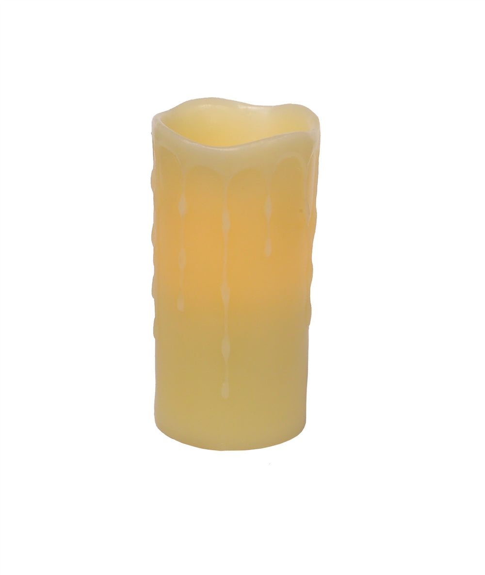 Homeroots Set Of Four Yellow Flameless Pillar Candle  Wax 517648