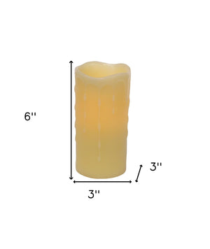Homeroots Set Of Four Yellow Flameless Pillar Candle  Wax 517648