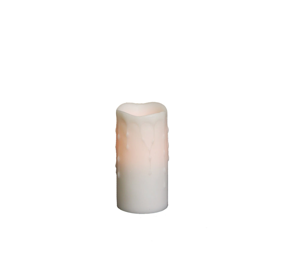 Homeroots Set Of Four Off White Flameless Pillar Candles  Wax 517650