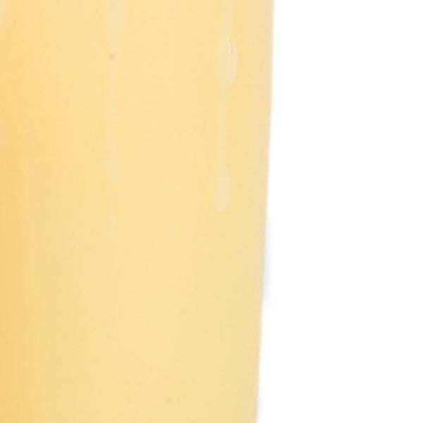 Homeroots Set Of Three Yellow Flameless Pillar Candle  Wax 517652