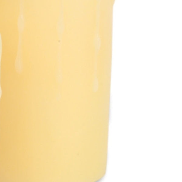 Homeroots Set Of Three Yellow Flameless Pillar Candle  Wax 517652