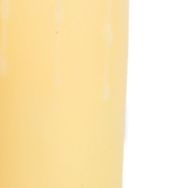 Homeroots Set Of Three Yellow Flameless Pillar Candle  Wax 517652