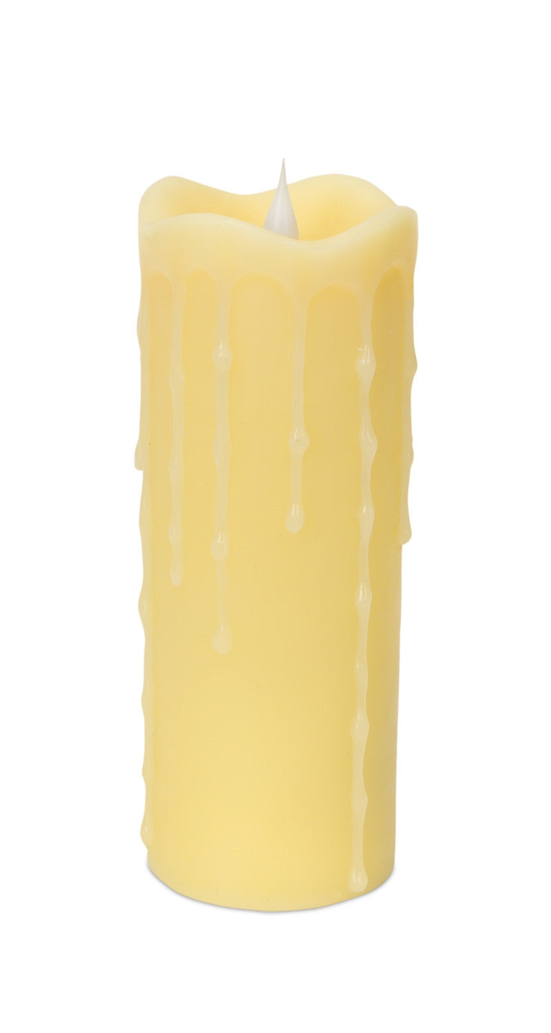 Homeroots Set Of Two Yellow Flameless Pillar Candles  Wax 517655