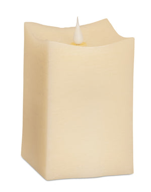 Homeroots Set Of Two Beige Flameless Pillar Candle  Wax 517660