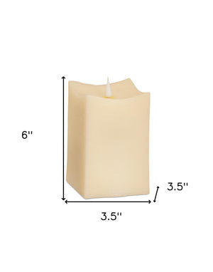 Homeroots Set Of Two Beige Flameless Pillar Candle  Wax 517660