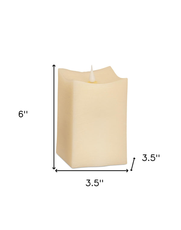 Homeroots Set Of Two Beige Flameless Pillar Candle  Wax 517660