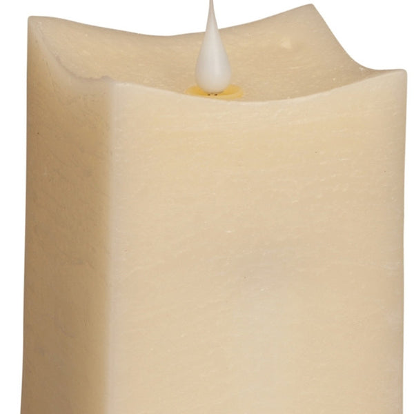 Homeroots Set Of Two Beige Flameless Pillar Candle  Wax 517660