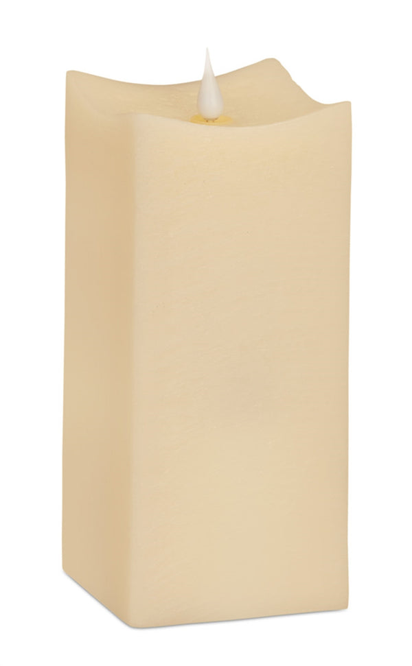 Homeroots Set Of Two Beige Square Flameless Pillar Candles  Wax 517661