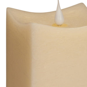 Homeroots Set Of Two Beige Square Flameless Pillar Candles  Wax 517661