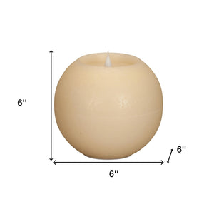 Homeroots Set Of Two Beige Round Flameless Designer Candle  Wax 517662
